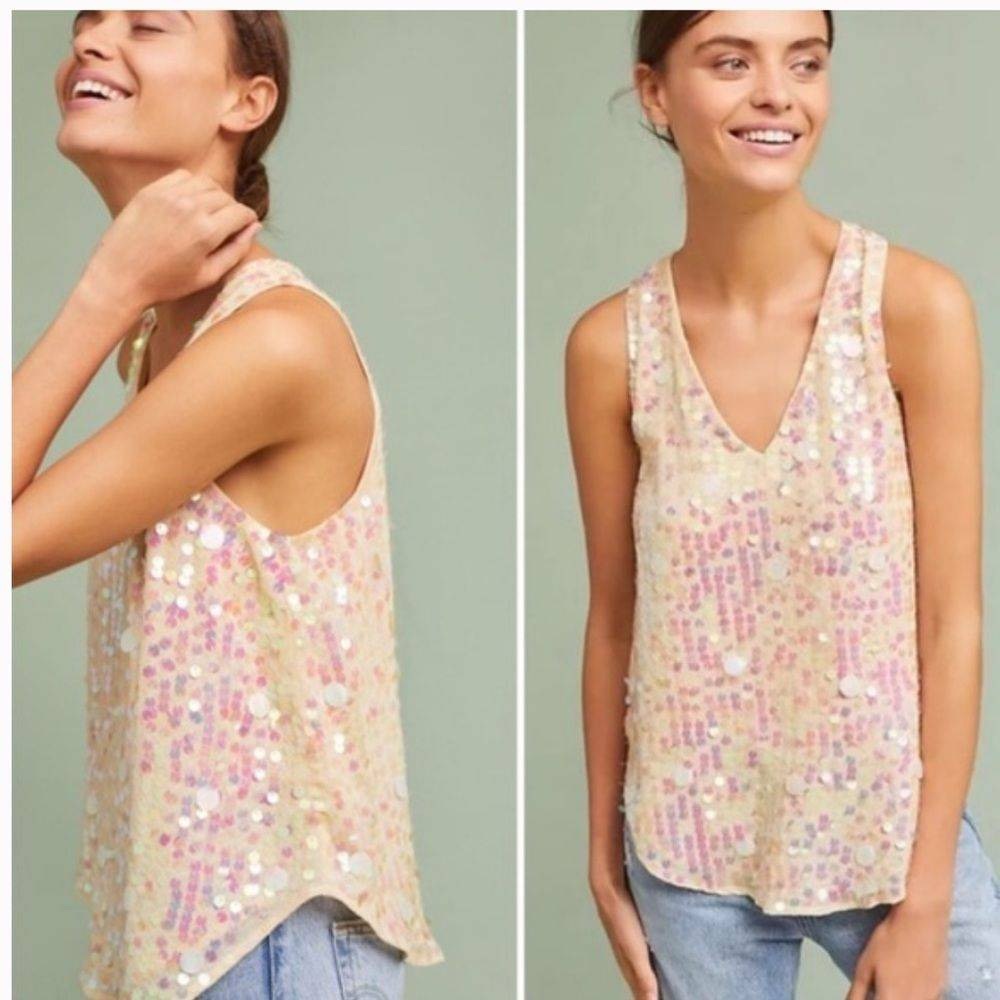 Anthropologie Sparkly Sequins Tank Top